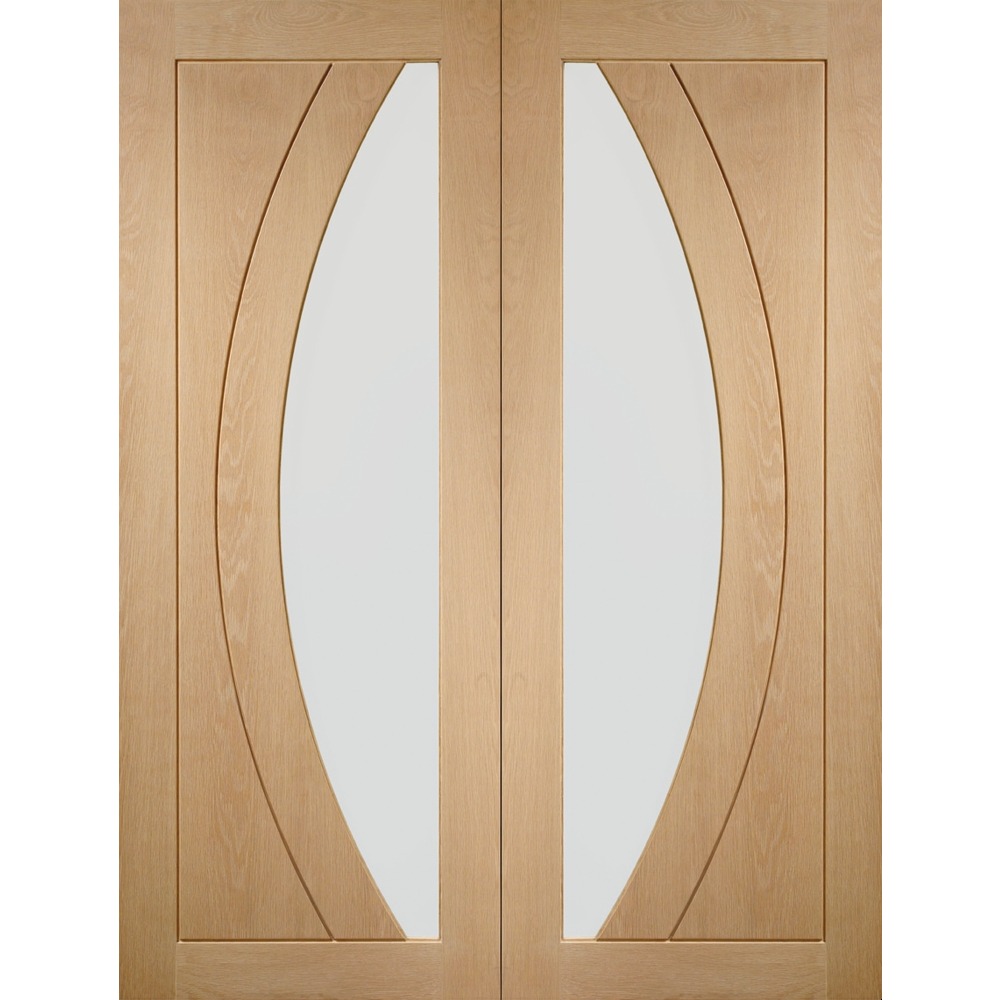 Internal Oak Salerno Rebated Door Pair with Clear Glass